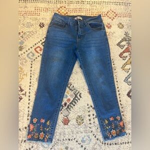 Embroidered Dark Blue Women's Jeans